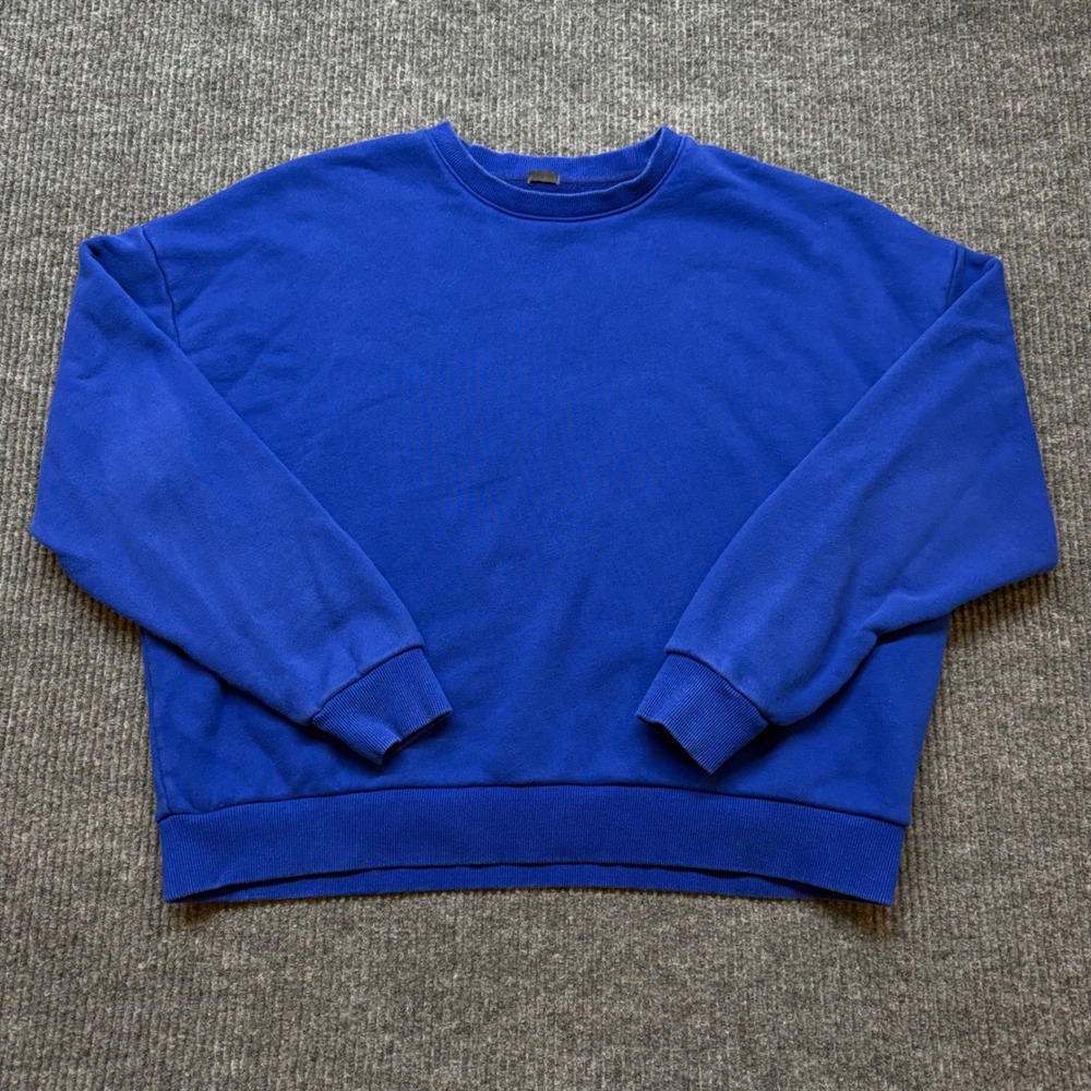 8 by YOOX Sweatshirt Womens S Royal Blue Organic Cotton Crewneck Pullover